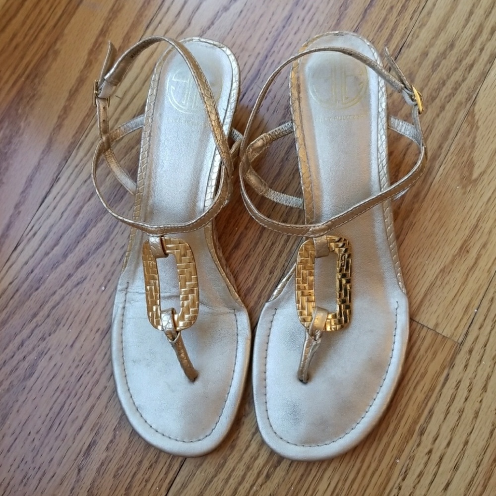 Lilly Pulitzer gold wedges